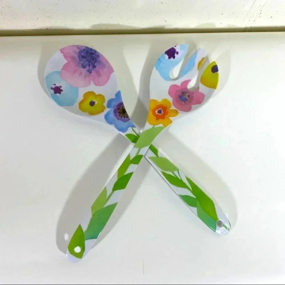 Colorful‎ Floral salad servers